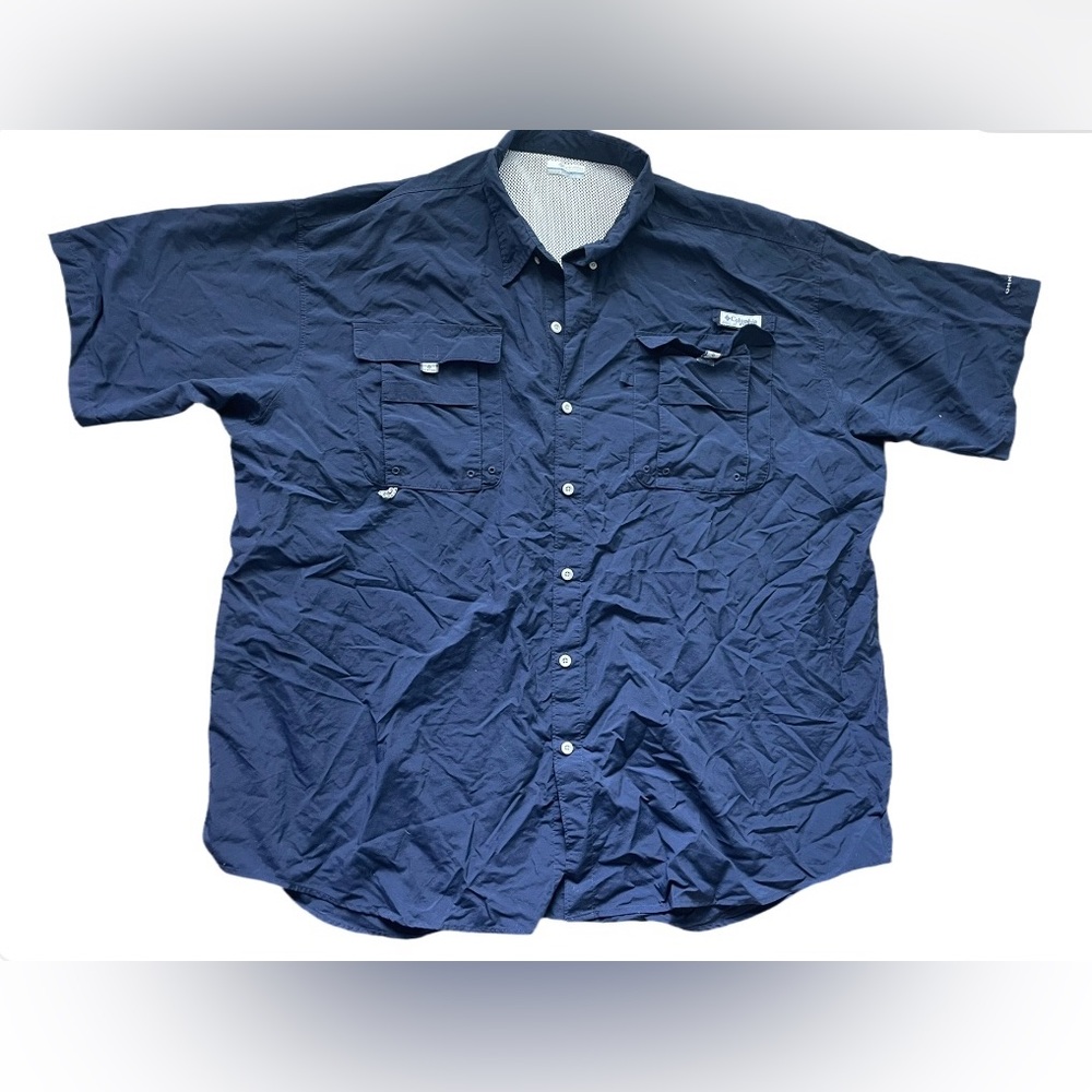 Columbia Big & Tall Navy Blue Fishing Shirt